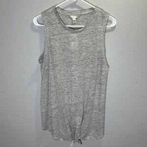 Banana Republic Women's Linen Shirt Size Small Heather Gray Tie Bottom Tank